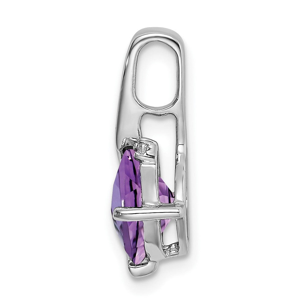 14K Weißgold Anhänger mit Kissenschliff-Amethyst und echten Diamanten