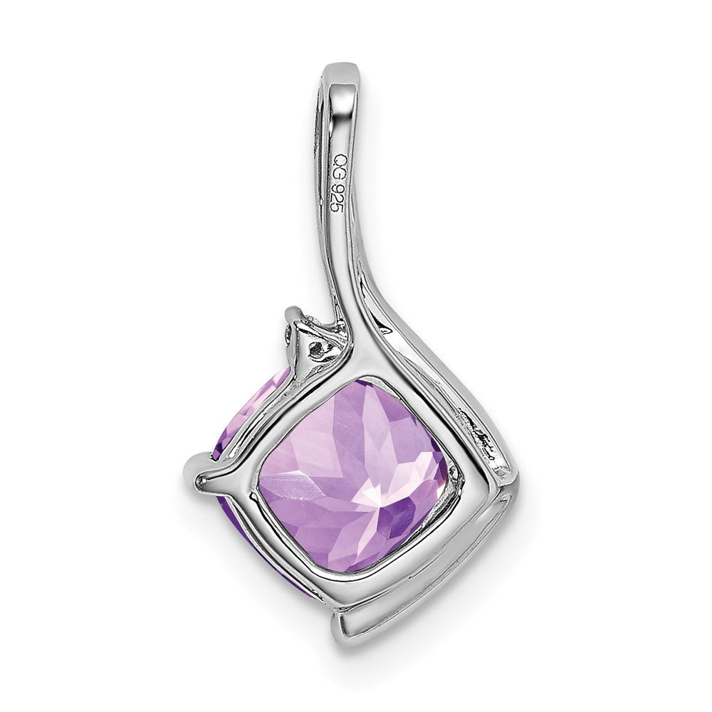 14K Weißgold Anhänger mit Kissenschliff-Amethyst und echten Diamanten