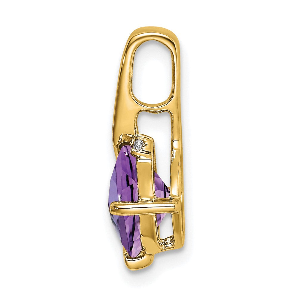 14K Gelbgold Anhänger mit Kissenschliff-Amethyst und echten Diamanten