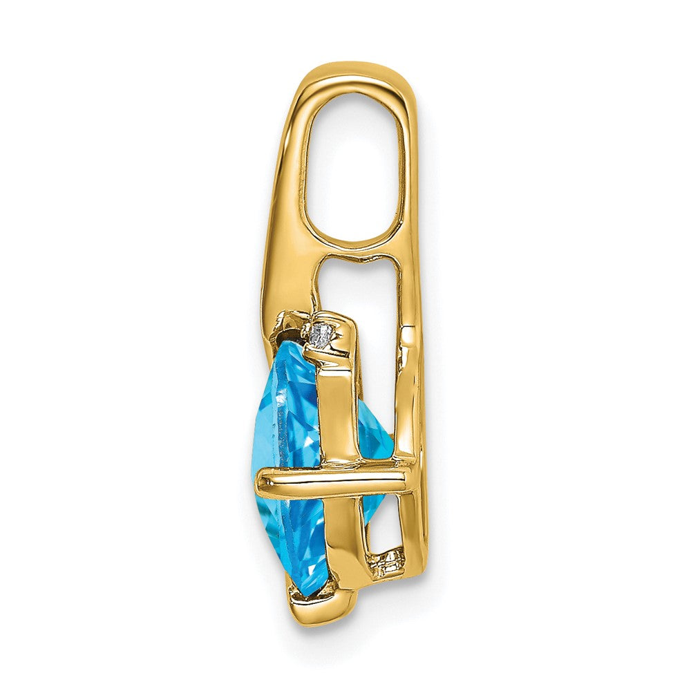 14K Gelbgold Anhänger mit Kissenschliff-Blautopas und echten Diamanten