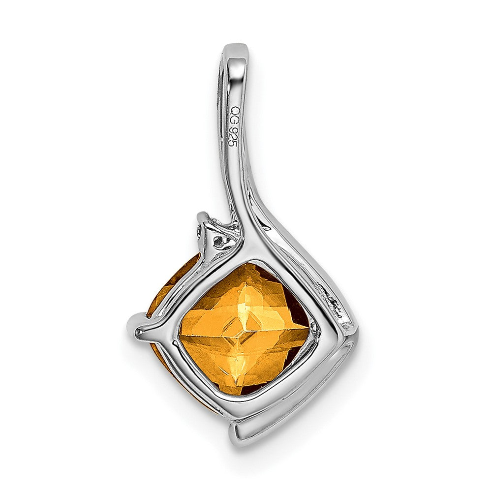 14K Weißgold Anhänger mit Kissenschliff-Citrin und echten Diamanten