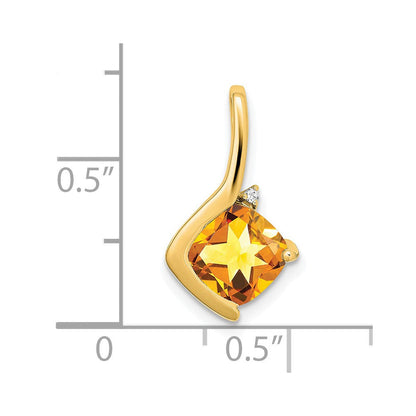 14K Gelbgold Anhänger mit Citrin im Kissenschliff und echten Diamanten