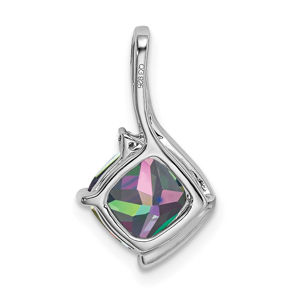 14K Weißgold Anhänger mit Kissenschliff-Mystic-Feuertopas und echten Diamanten