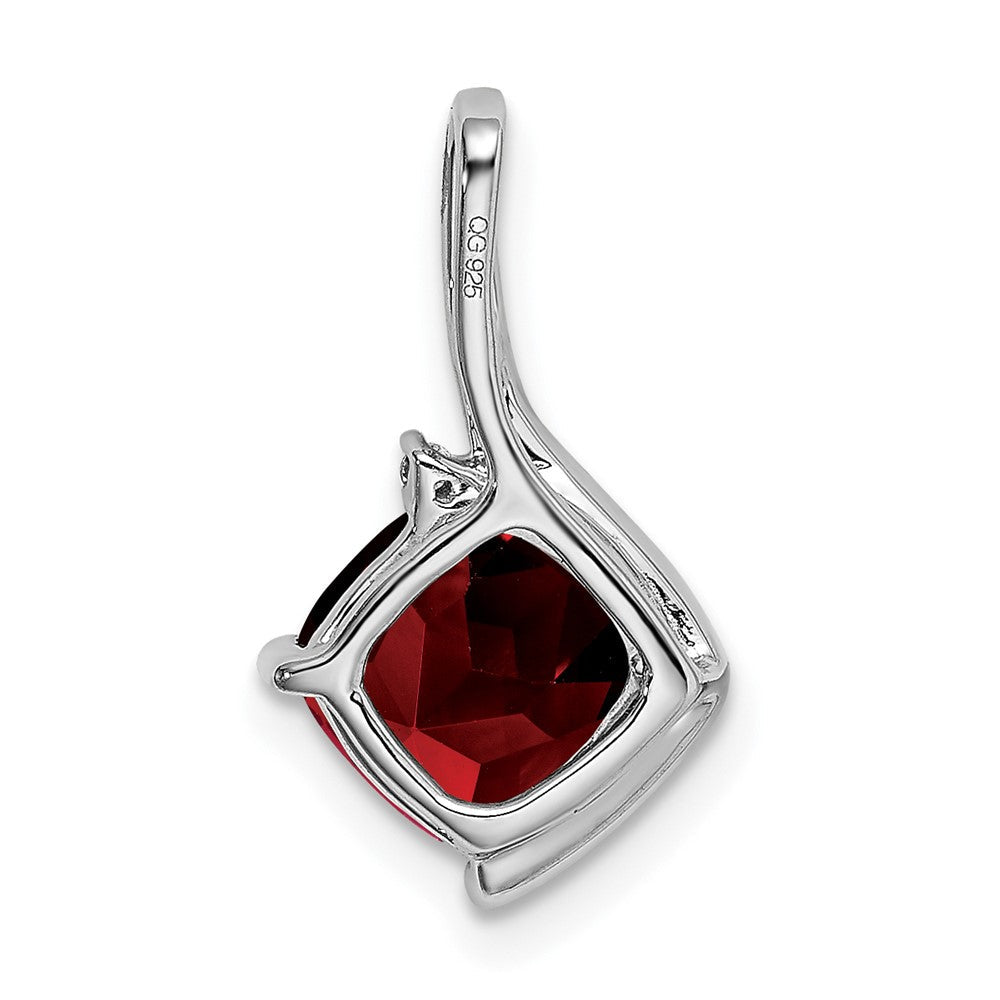 14K Weißgold Anhänger mit Kissenschliff-Granat und echten Diamanten