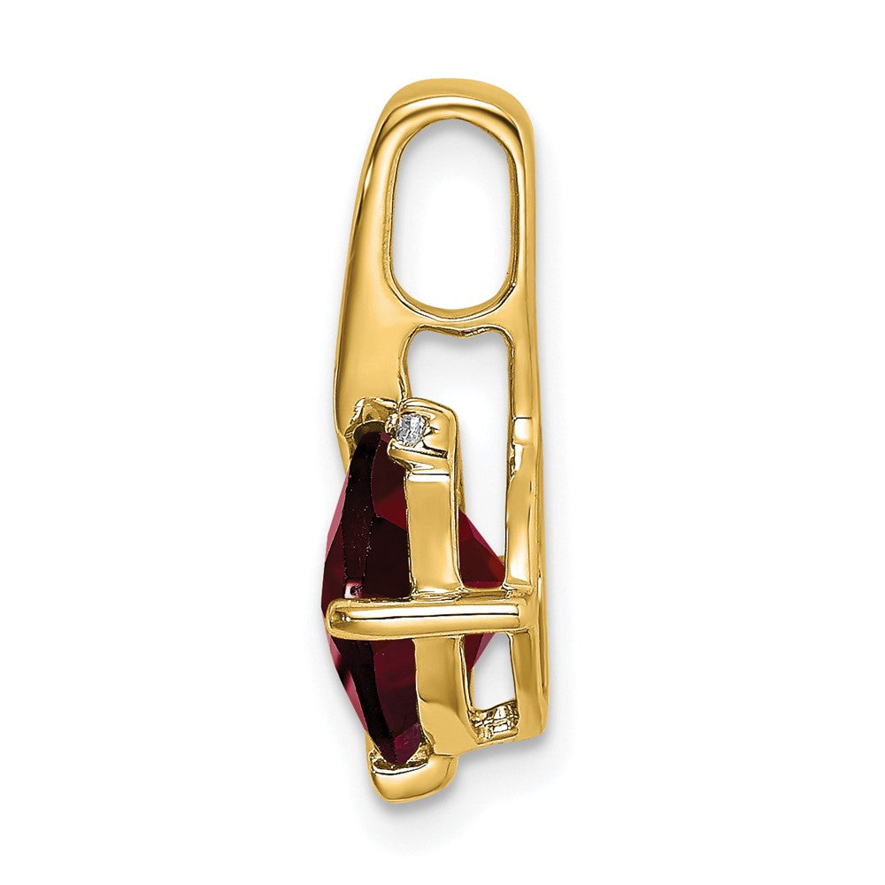 14K Gelbgold Anhänger mit Kissenschliff-Granat und echtem Diamant
