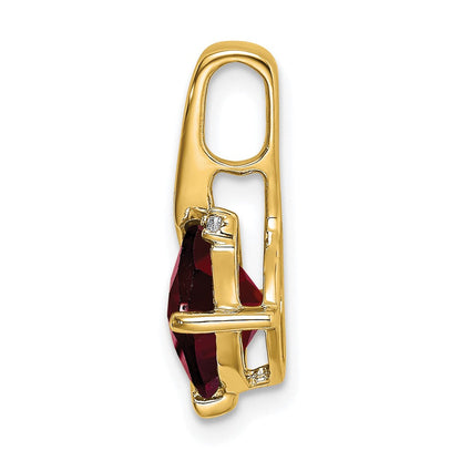 14K Gelbgold Anhänger mit Kissenschliff-Granat und echtem Diamant