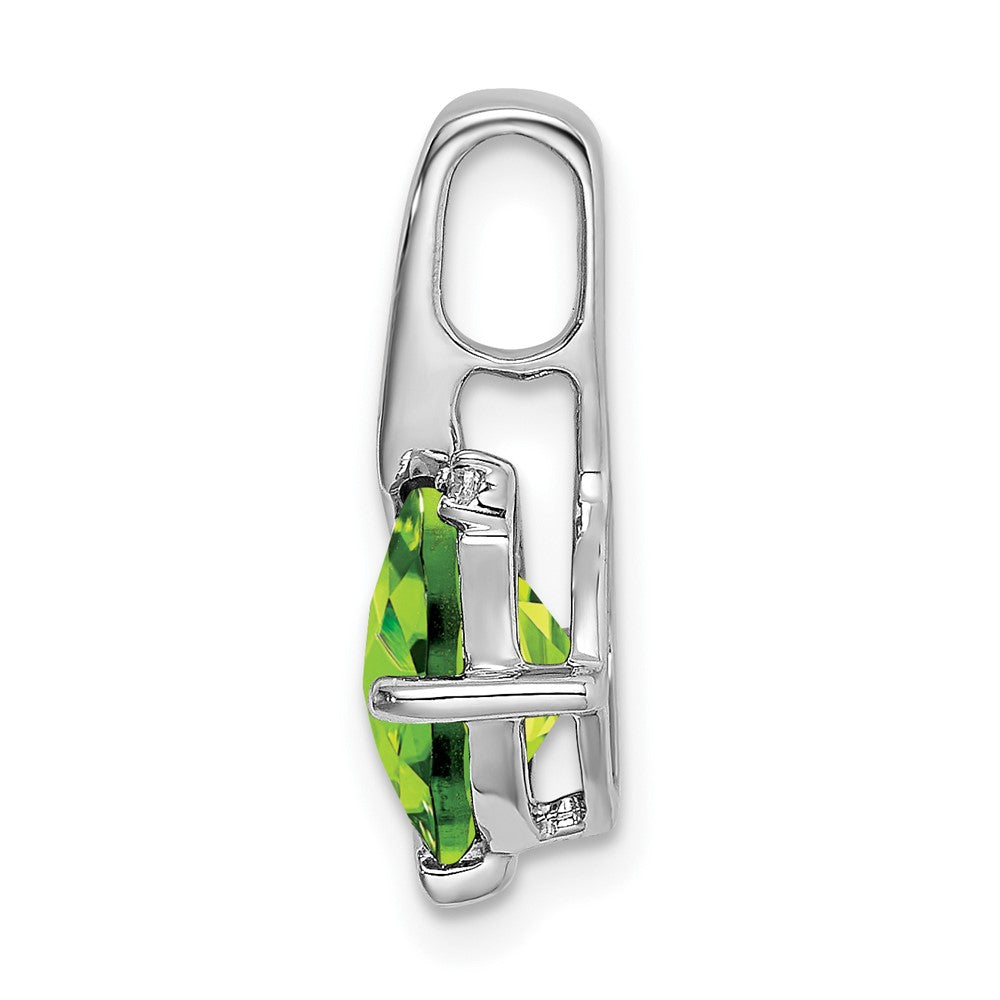14K Weißgold Anhänger mit Kissenschliff-Peridot und echten Diamanten