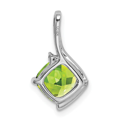 14K Weißgold Anhänger mit Kissenschliff-Peridot und echten Diamanten