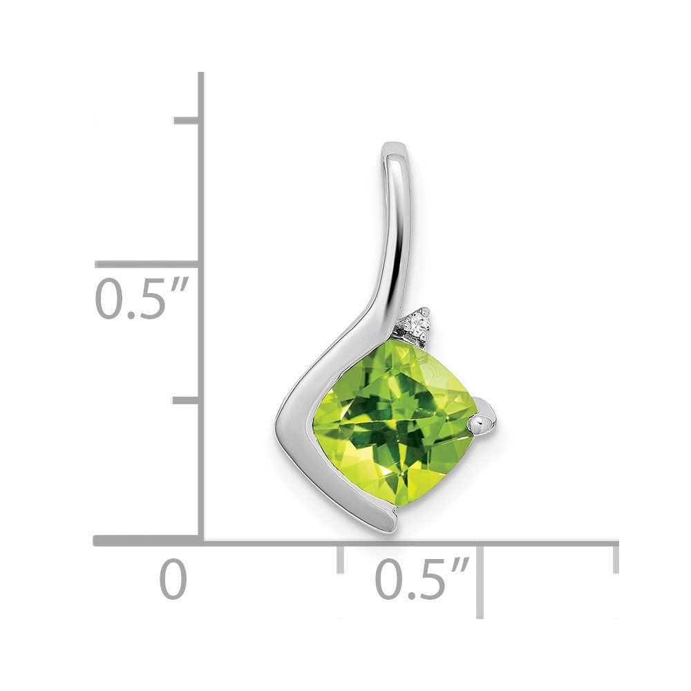14K Weißgold Anhänger mit Kissenschliff-Peridot und echten Diamanten