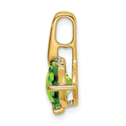 14K Gelbgold Anhänger mit Peridot im Cushion-Schliff und echten Diamanten