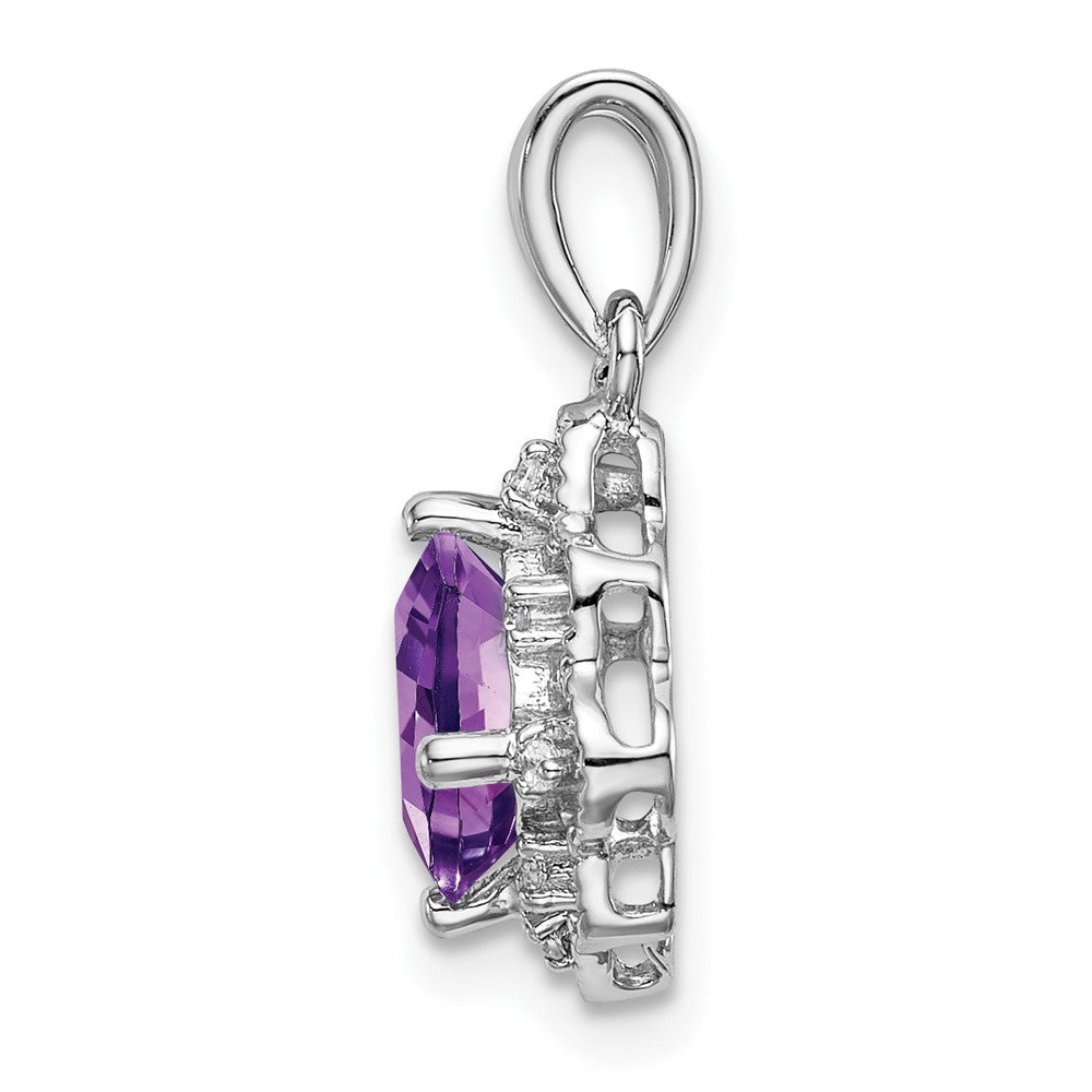 14K Weißgold Amethyst- und Echtdiamant-Anhänger mit Wellenrand
