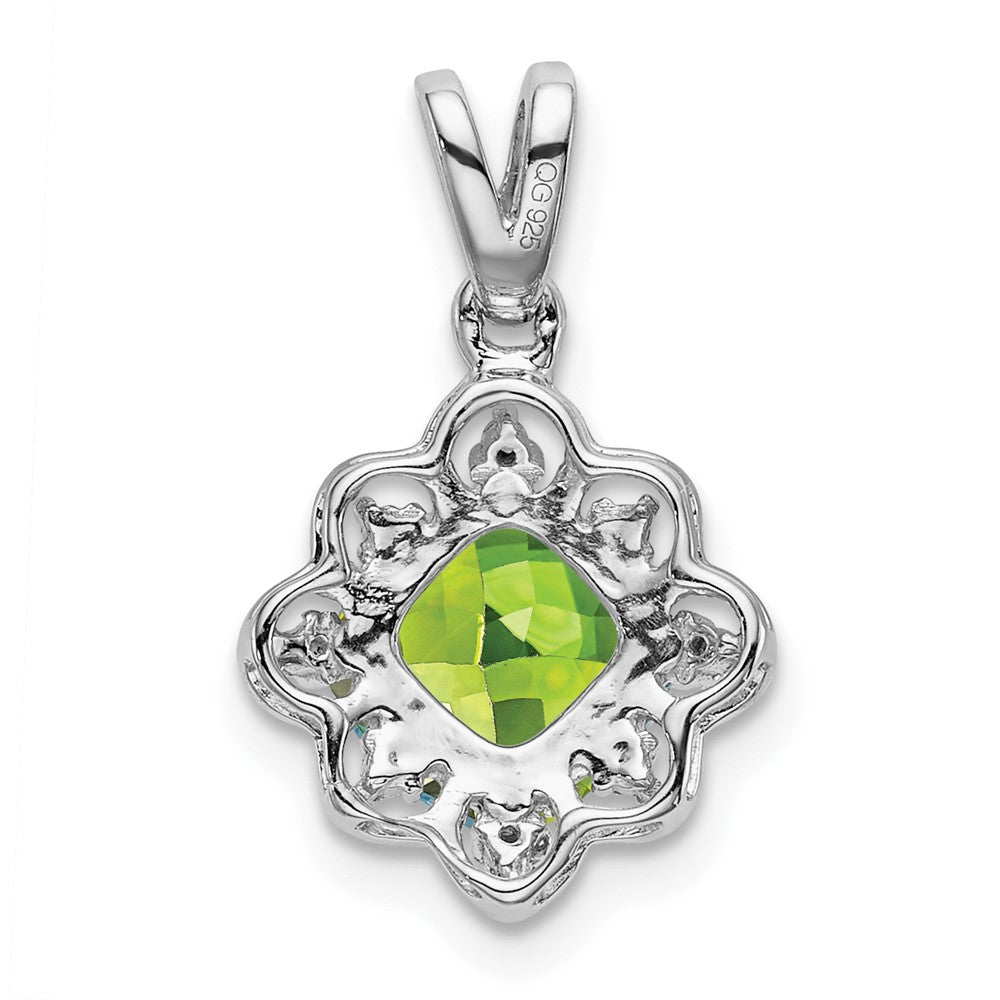 14K Weißgold Peridot- und Echt-Diamant-Anhänger mit Wellenrand