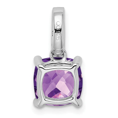 14K Weißgold Anhänger mit Kissenschliff-Amethyst und echten Diamanten