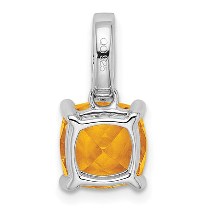 14K Weißgold Anhänger mit Citrin im Kissenschliff und echten Diamanten
