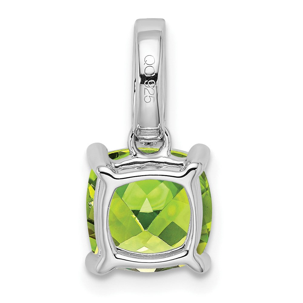 14K Weißgold Anhänger mit Kissenschliff-Peridot und echten Diamanten
