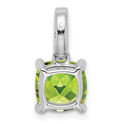14K Weißgold Anhänger mit Kissenschliff-Peridot und echten Diamanten