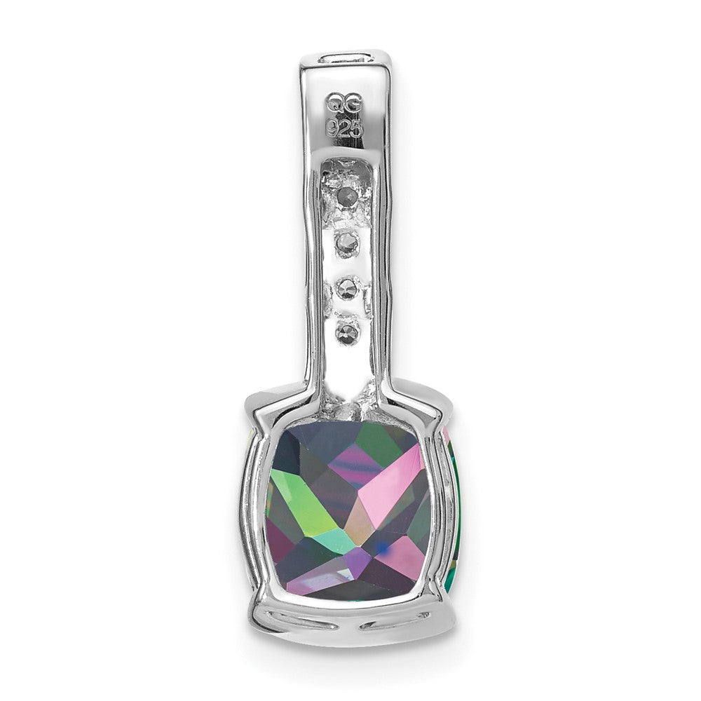14K Weißgold Anhänger mit Kissenschliff-Mystic-Feuertopas und echten Diamanten