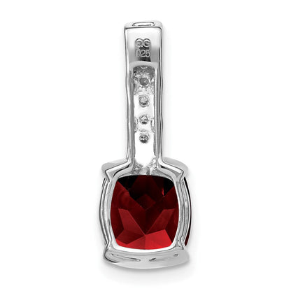 14K Weißgold Anhänger mit Kissenschliff-Granat und echten Diamanten