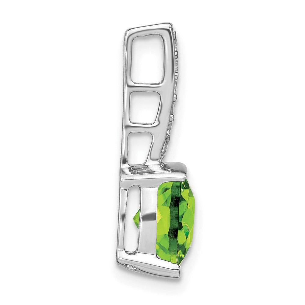 14K Weißgold Anhänger mit Kissenschliff-Peridot und echtem Diamant