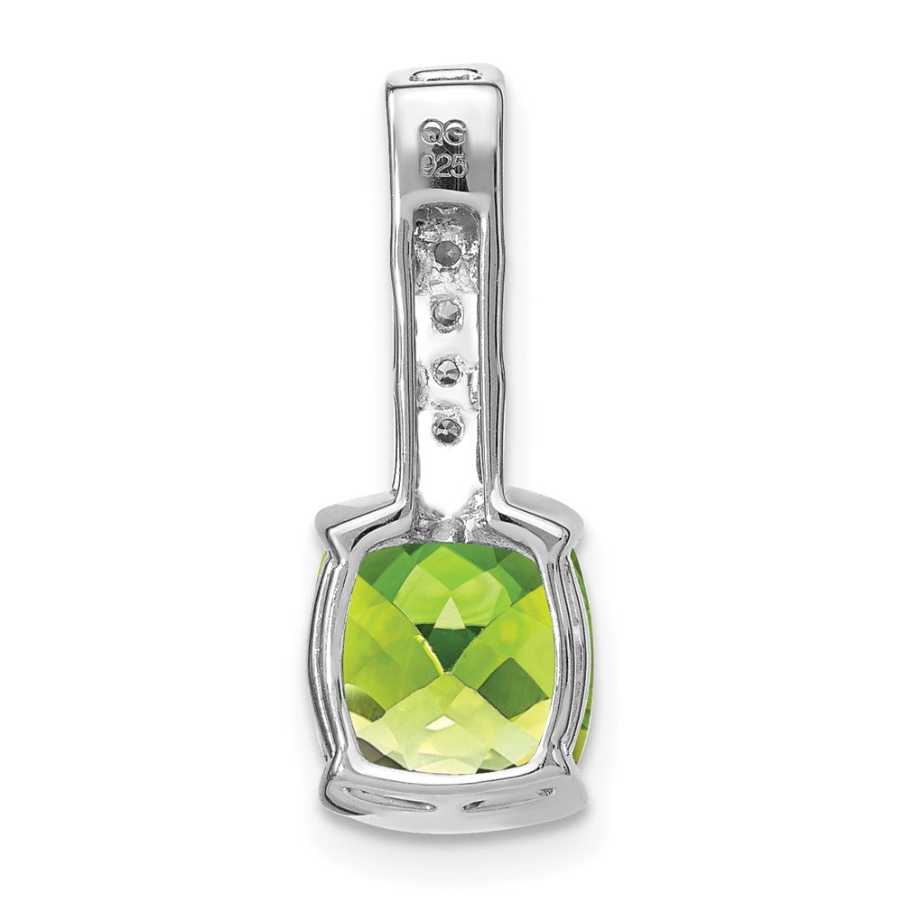 14K Weißgold Anhänger mit Kissenschliff-Peridot und echtem Diamant