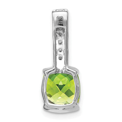 14K Weißgold Anhänger mit Kissenschliff-Peridot und echtem Diamant