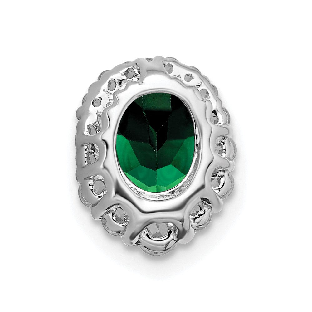 14K Weißgold 0,33 ct. Laborgezüchteter Diamant VS/SI+ G+ und Laborgezüchteter Smaragd Halo Kette Gleitanhänger