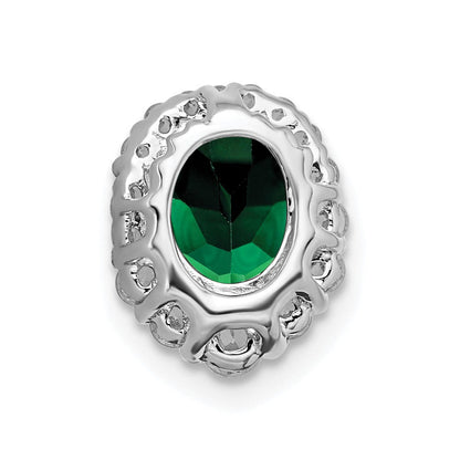 14K Weißgold 0,33 ct. Laborgezüchteter Diamant VS/SI+ G+ und Laborgezüchteter Smaragd Halo Kette Gleitanhänger