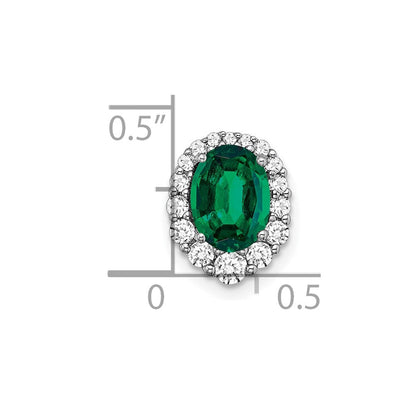 14K Weißgold 0,33 ct. Laborgezüchteter Diamant VS/SI+ G+ und Laborgezüchteter Smaragd Halo Kette Gleitanhänger