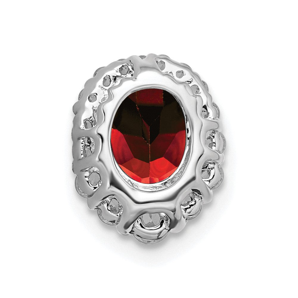 14k Weißgold Anhänger mit Gleitkette und Halo, 0,3 ct. Laborgezüchtetem Diamant VS/SI+ G+ und Laborgezüchtetem Rubin
