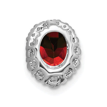 14k Weißgold Anhänger mit Gleitkette und Halo, 0,3 ct. Laborgezüchtetem Diamant VS/SI+ G+ und Laborgezüchtetem Rubin