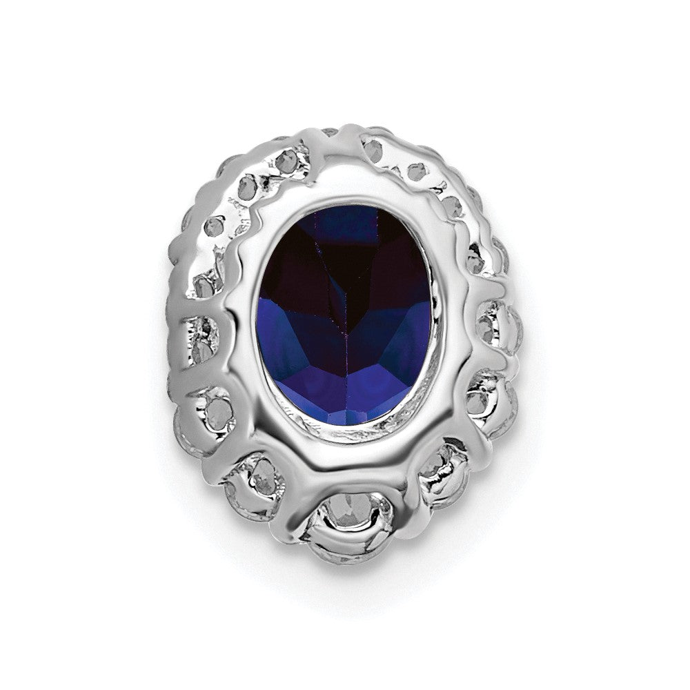 14K Weißgold 0,33 ct. Laborgezüchteter Diamant VS/SI+ G+ und Laborgezüchteter Blauer Saphir Halo-Ketten-Gleitanhänger