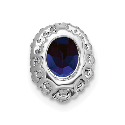 14K Weißgold 0,33 ct. Laborgezüchteter Diamant VS/SI+ G+ und Laborgezüchteter Blauer Saphir Halo-Ketten-Gleitanhänger