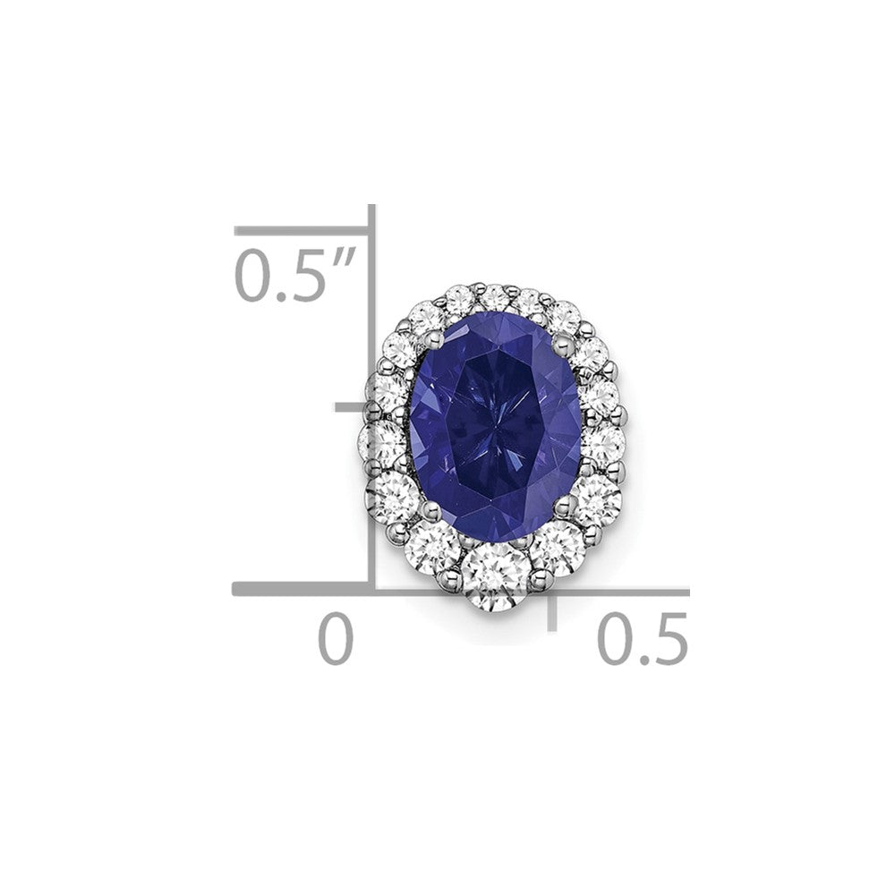 14K Weißgold 0,33 ct. Laborgezüchteter Diamant VS/SI+ G+ und Laborgezüchteter Blauer Saphir Halo-Ketten-Gleitanhänger