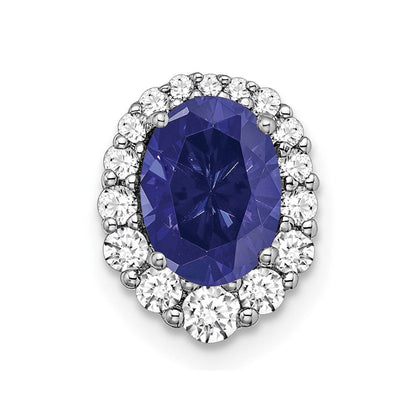 14K Weißgold 0,33 ct. Laborgezüchteter Diamant VS/SI+ G+ und Laborgezüchteter Blauer Saphir Halo-Ketten-Gleitanhänger