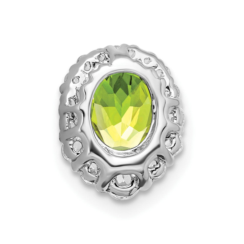 14K Weißgold Oval Peridot und Echt Diamant Heiligenschein Kette Anhänger