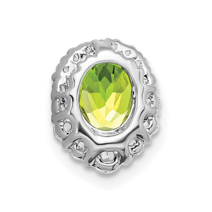 14K Weißgold Oval Peridot und Echt Diamant Heiligenschein Kette Anhänger