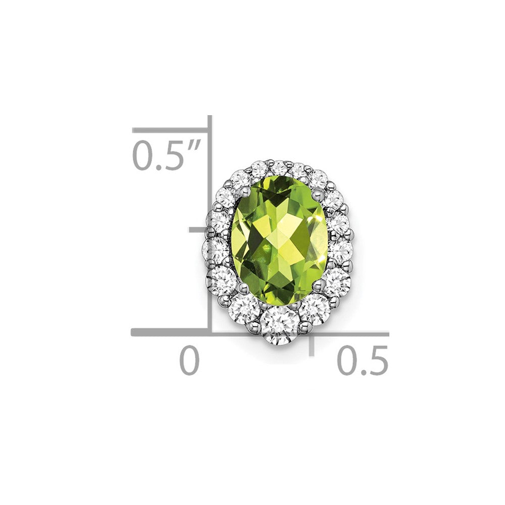 14K Weißgold Oval Peridot und Echt Diamant Heiligenschein Kette Anhänger