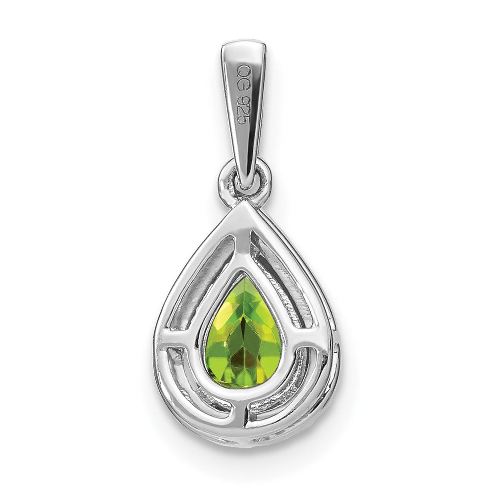 14 Karat Weißgold Anhänger mit birnenförmigem Peridot und echten Diamanten im Halo-Design
