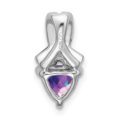 14K Weißgold Trillion-Anhänger mit Amethyst und echten Diamanten