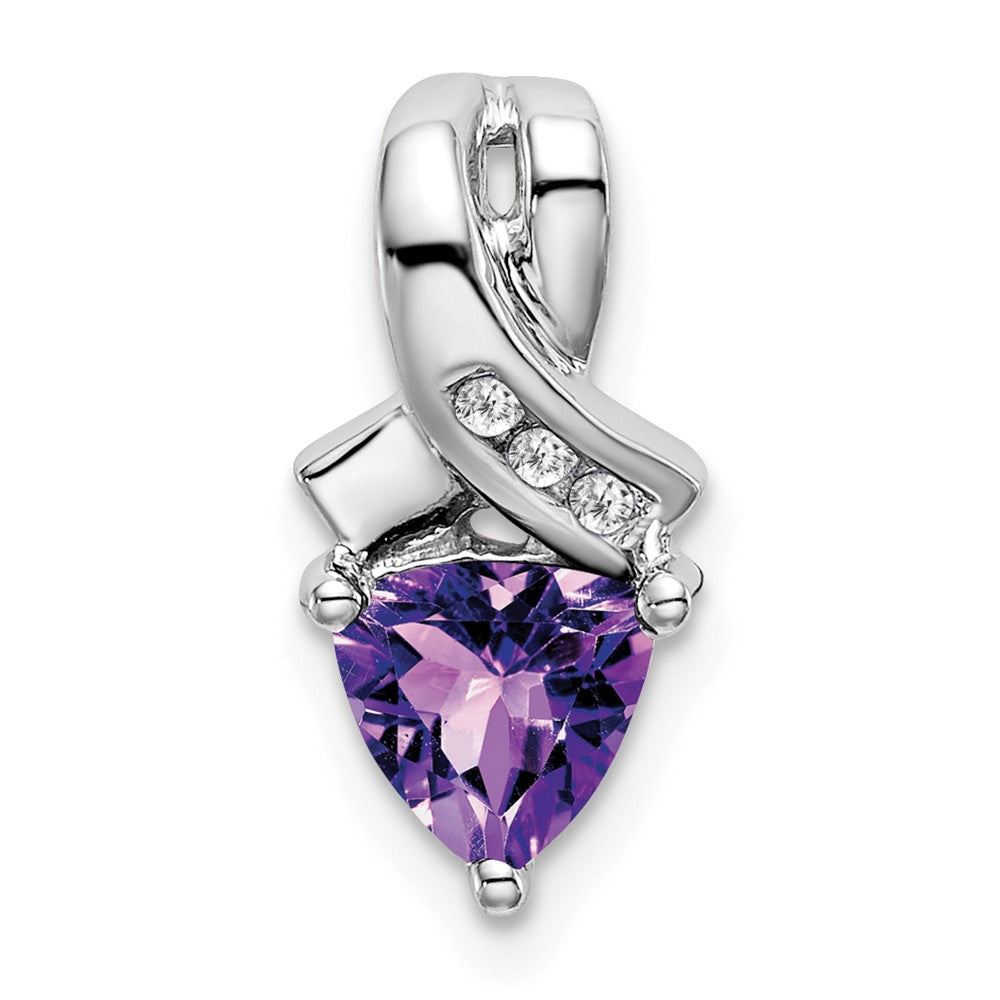 14K Weißgold Trillion-Anhänger mit Amethyst und echten Diamanten