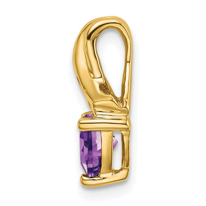 Anhänger mit Trillion-Amethyst und echtem Diamant aus 14K Gelbgold