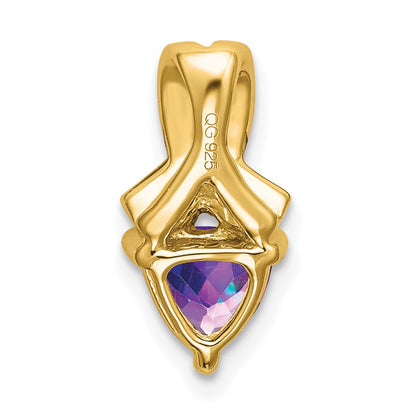 Anhänger mit Trillion-Amethyst und echtem Diamant aus 14K Gelbgold