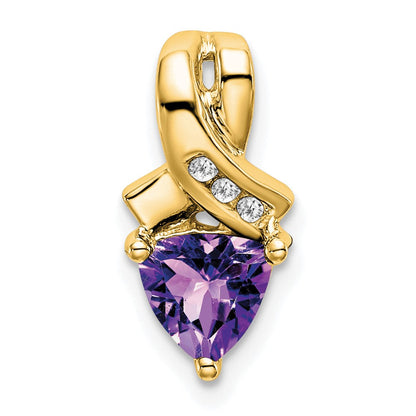 Anhänger mit Trillion-Amethyst und echtem Diamant aus 14K Gelbgold