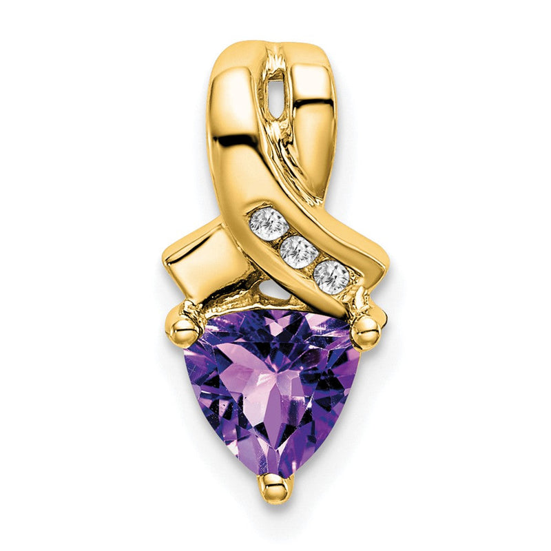 Anhänger mit Trillion-Amethyst und echtem Diamant aus 14K Gelbgold