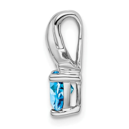 14K Weißgold Trillion-Anhänger mit blauem Topas und echten Diamanten