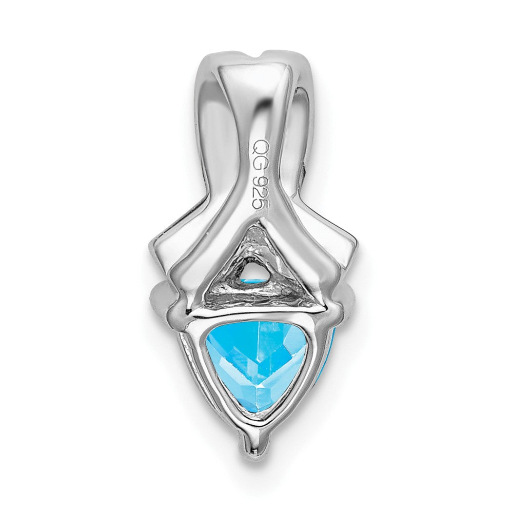 14K Weißgold Trillion-Anhänger mit blauem Topas und echten Diamanten