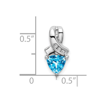 14K Weißgold Trillion-Anhänger mit blauem Topas und echten Diamanten