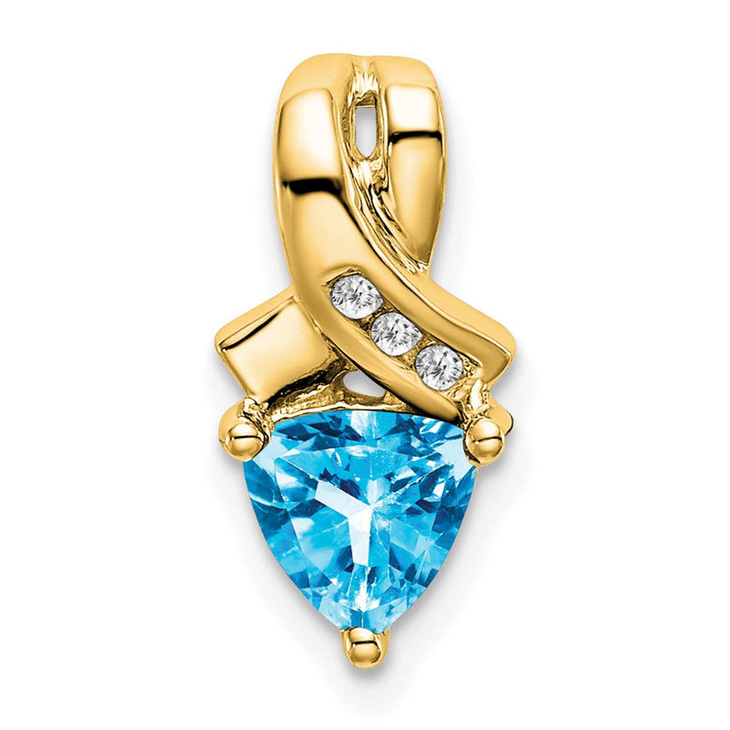 14K Gelbgold Anhänger mit Trillion-Blautopas und echten Diamanten