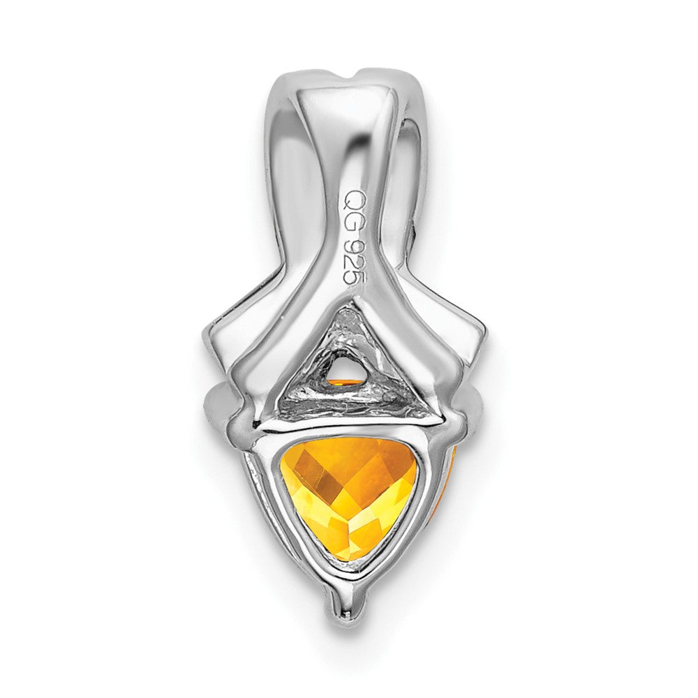 Anhänger mit Citrin im Trillant-Schliff und echten Diamanten aus 14K Weißgold