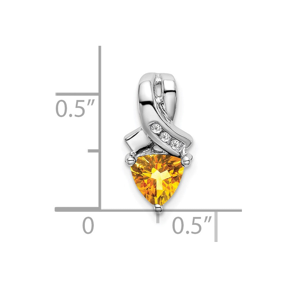 Anhänger mit Citrin im Trillant-Schliff und echten Diamanten aus 14K Weißgold